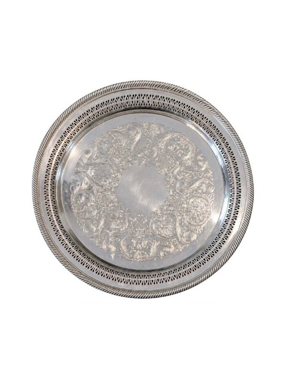 Vintage International Silver Co. 15” Round Silver-Plated Tray